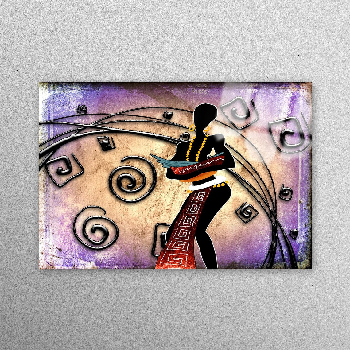 African Woman Abstract Acrylic Glass Print Tempered Glass Wall Art 100% Made in Australia Ready to Hang