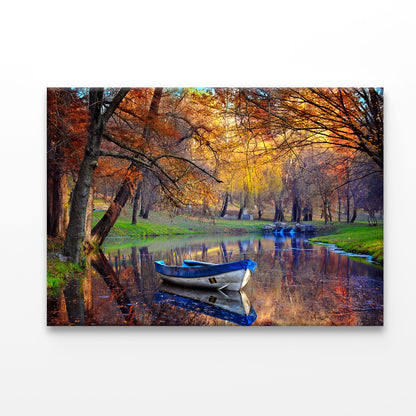 Mystical River with Boat Acrylic Glass Print Tempered Glass Wall Art 100% Made in Australia Ready to Hang