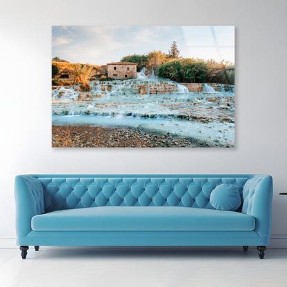 Terme Di Saturnia - Mill Waterfalls, Tuscany, Italy Acrylic Glass Print Tempered Glass Wall Art 100% Made in Australia Ready to Hang - Bella Home Decor