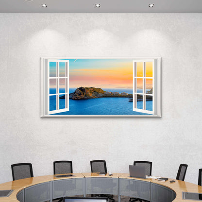 Mediterranean Blue Coast Wall Art Canvas Office Home Room Framed 120x60cm