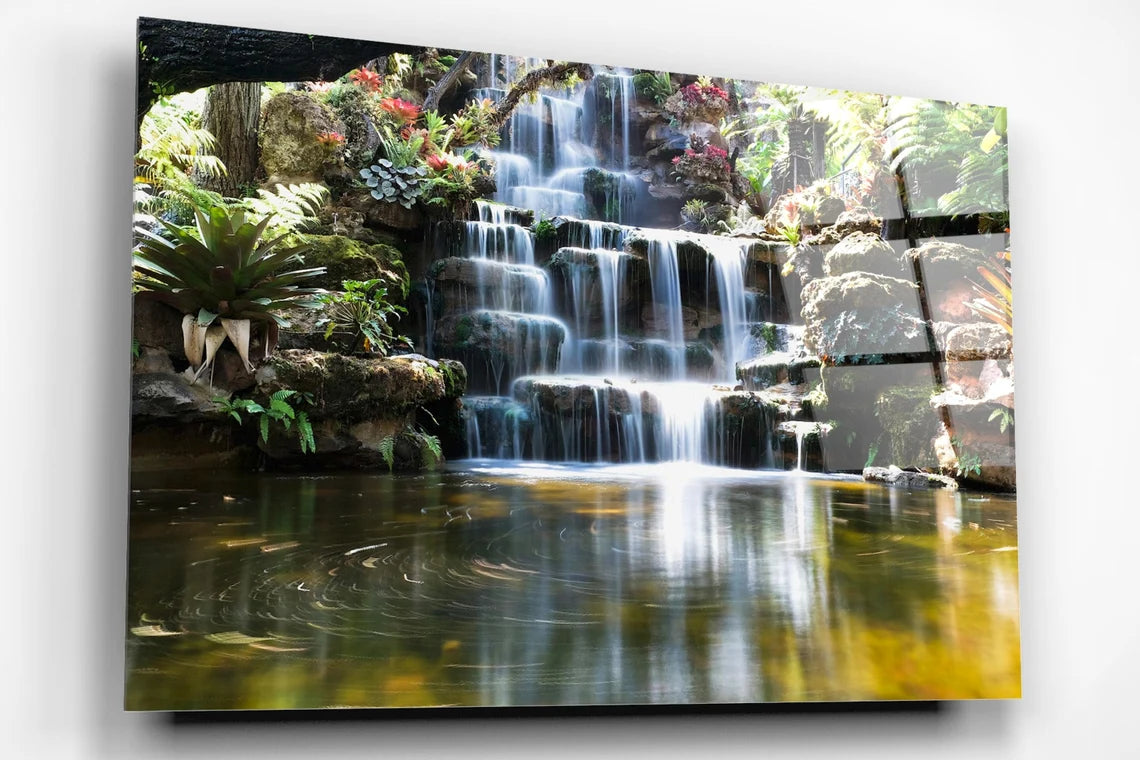 Japan Forest Waterfall Acrylic Glass Print Tempered Glass Wall Art 100% Made in Australia Ready to Hang