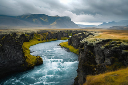 Dramatic Views of Beautiful Icelandic Nature with Mountains Home Decor Premium Quality Poster Print Choose Your Sizes