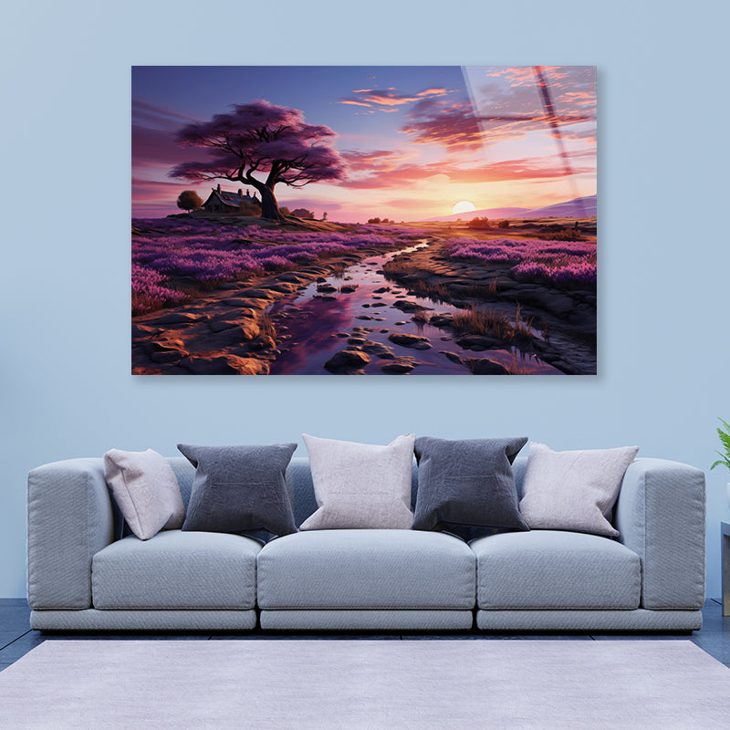 Peaceful A Serene With A Stream, Mountains Acrylic Glass Print Tempered Glass Wall Art 100% Made in Australia Ready to Hang