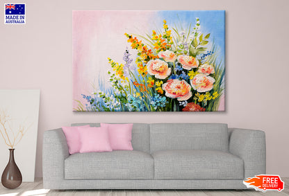 Bouquet Of Summer Flowers Oil Painting Wall Art Limited Edition High Quality Print