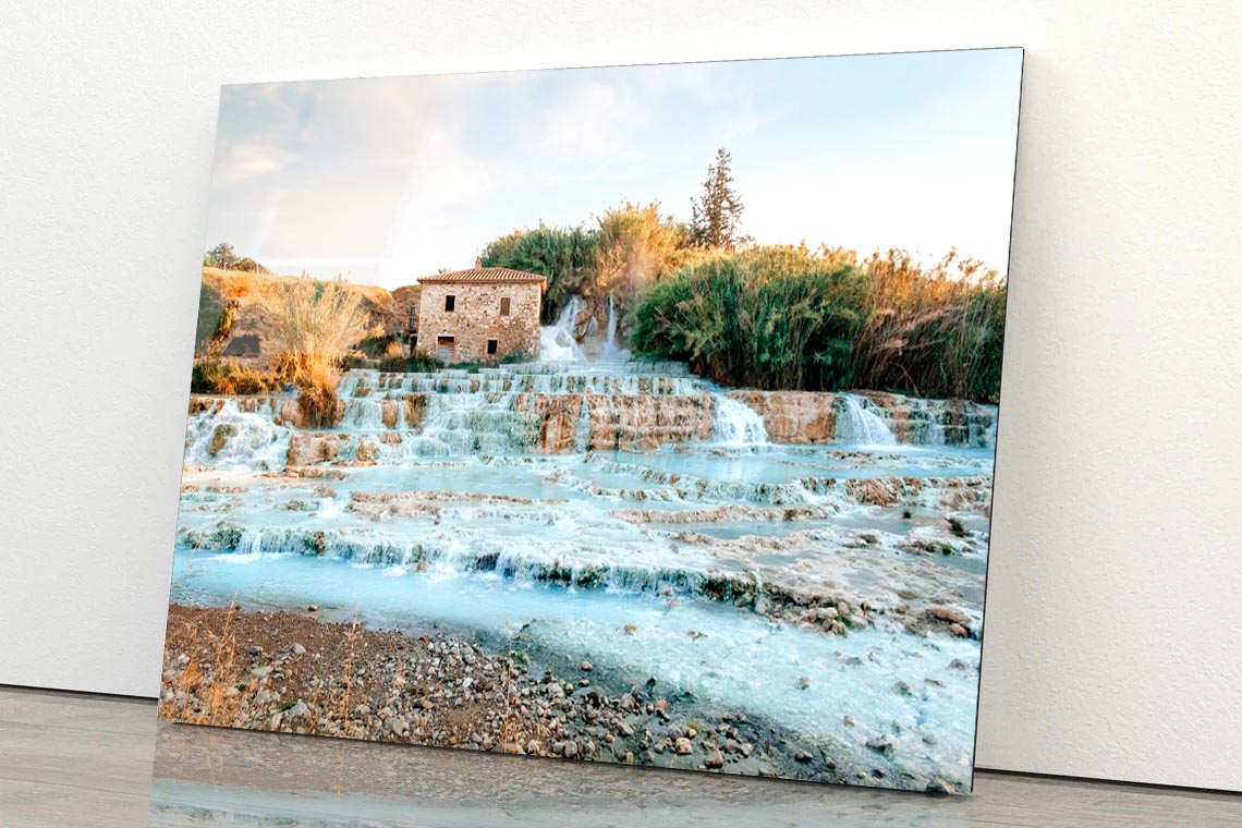Terme Di Saturnia - Mill Waterfalls, Tuscany, Italy Acrylic Glass Print Tempered Glass Wall Art 100% Made in Australia Ready to Hang - Bella Home Decor