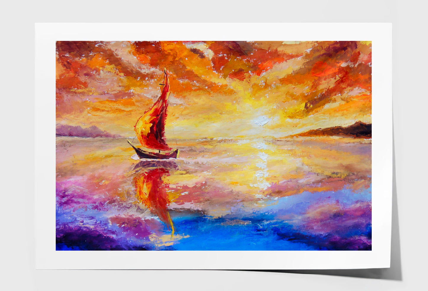 Beautiful Sunset, Dawn Over Sea Oil Painting Wall Art Limited Edition High Quality Print Unframed Roll Canvas None