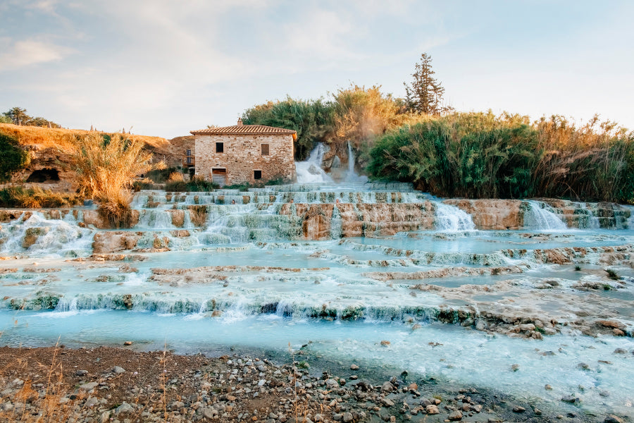Terme Di Saturnia - Mill Waterfalls, Tuscany, Italy Acrylic Glass Print Tempered Glass Wall Art 100% Made in Australia Ready to Hang - Bella Home Decor