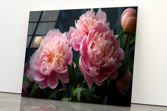 A Vase Filled With Fresh Pink Peonies Acrylic Glass Print Tempered Glass Wall Art 100% Made in Australia Ready to Hang - Bella Home Decor