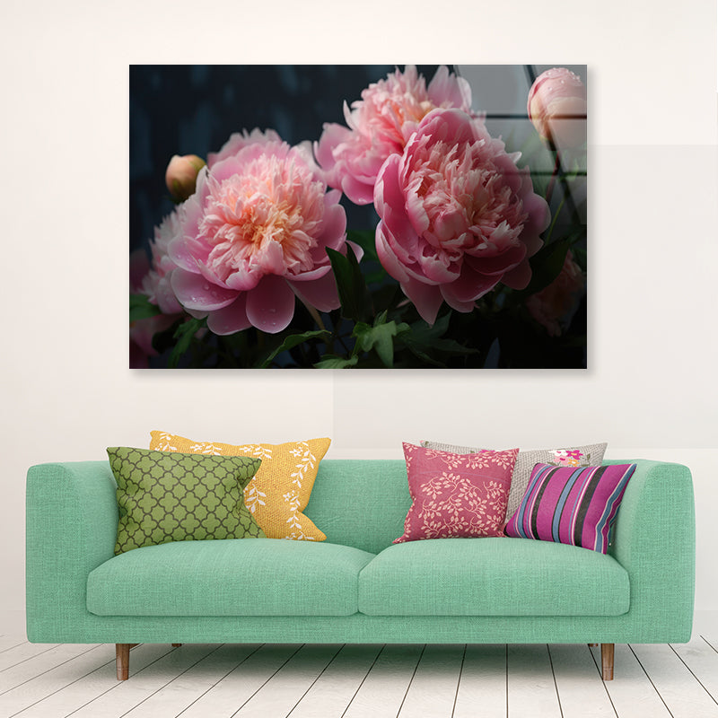 A Vase Filled With Fresh Pink Peonies Acrylic Glass Print Tempered Glass Wall Art 100% Made in Australia Ready to Hang - Bella Home Decor