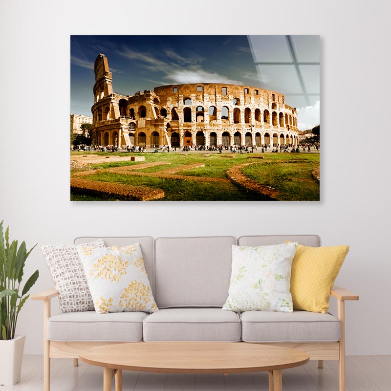 Colosseum In Rome, Italy Acrylic Glass Print Tempered Glass Wall Art 100% Made in Australia Ready to Hang