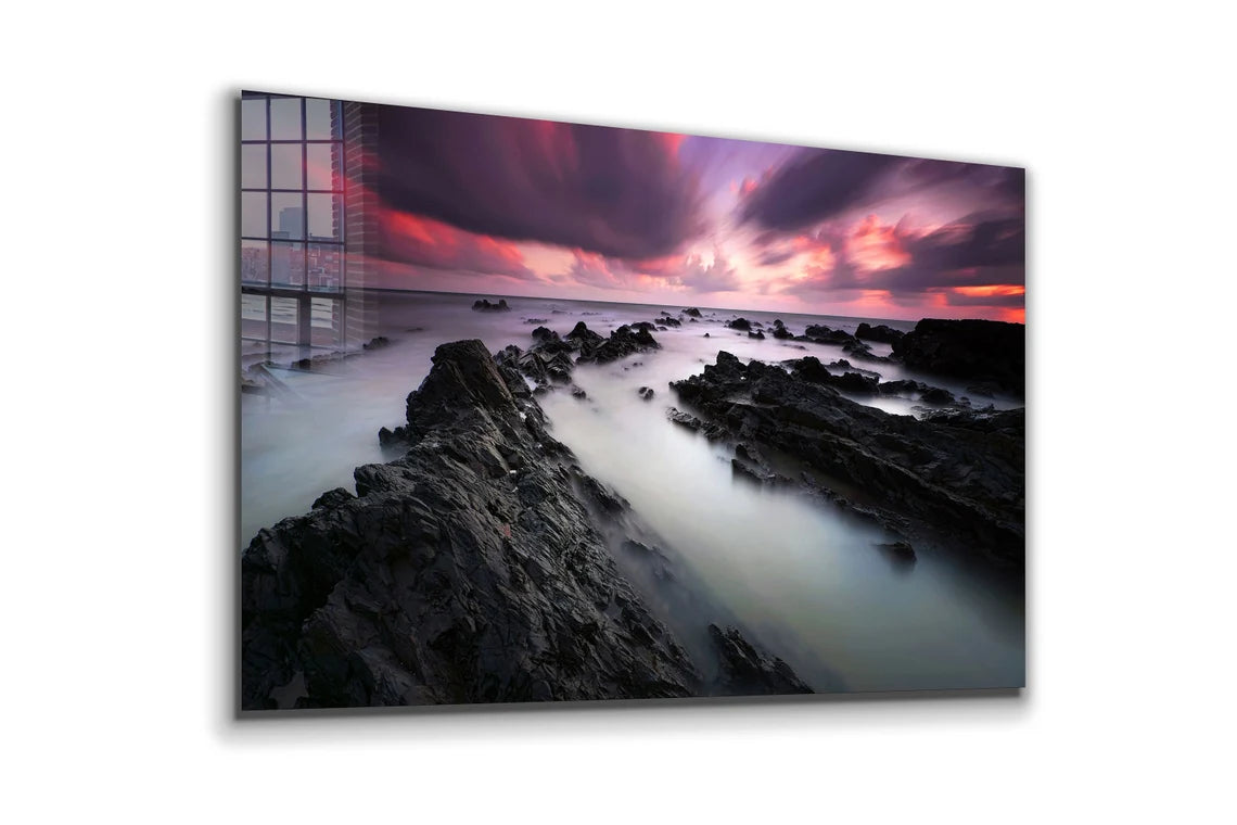 Rocks Beach in Mist UV Direct Aluminum Print Australian Made Quality