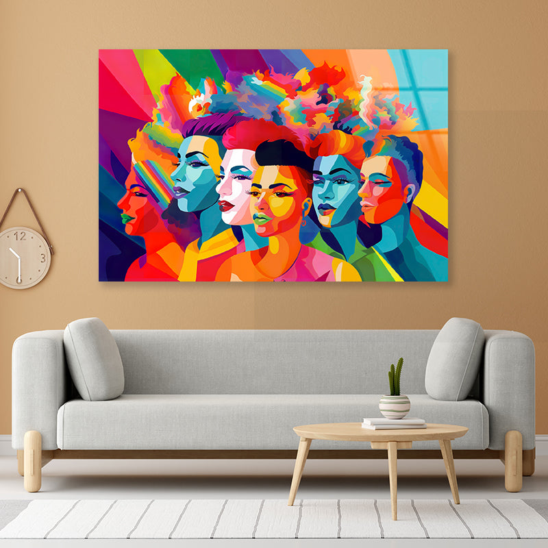 Group of People Modern Art Style Acrylic Glass Print Tempered Glass Wall Art 100% Made in Australia Ready to Hang - Bella Home Decor