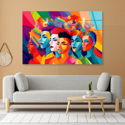 Group of People Modern Art Style Acrylic Glass Print Tempered Glass Wall Art 100% Made in Australia Ready to Hang - Bella Home Decor