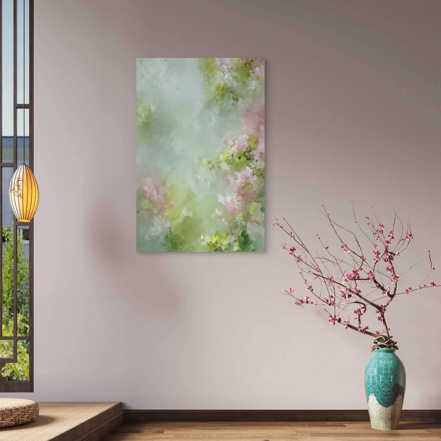 Soft Pastel Flower Garden Painting 40x60cm Metal Print Ready to Hang - Bella Home Decor