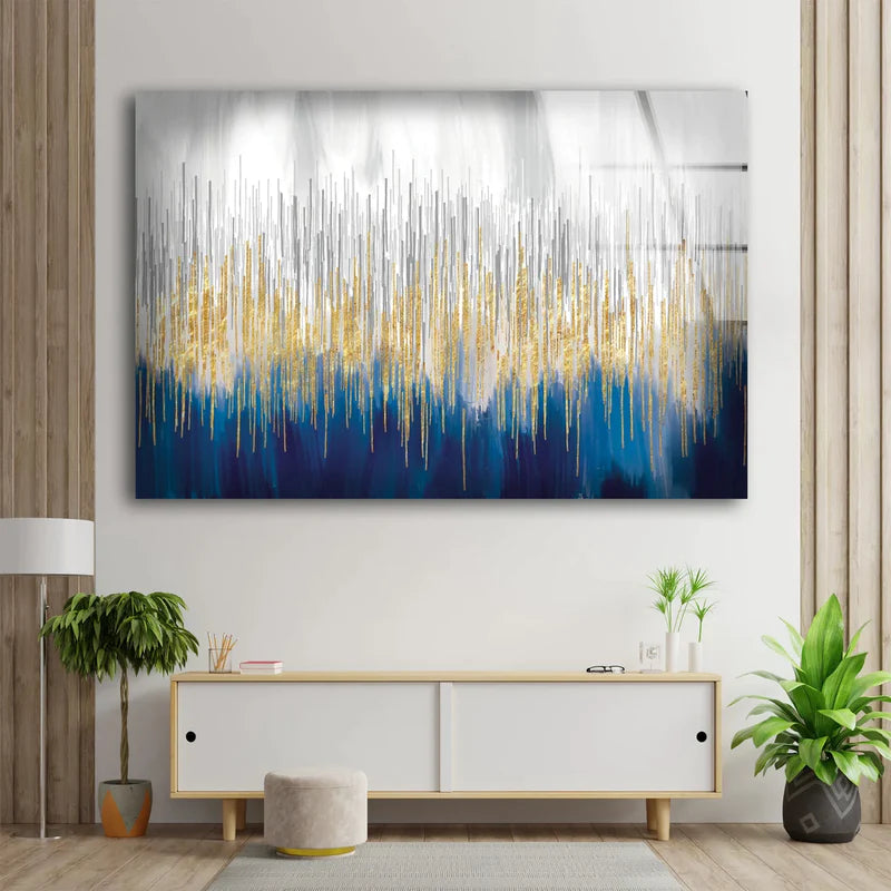 Gold Blue Abstract UV Direct Aluminum Print Australian Made Quality