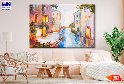 Oil Painting - Canal in Venice, Italy Wall Art Decor 100% Australian Made