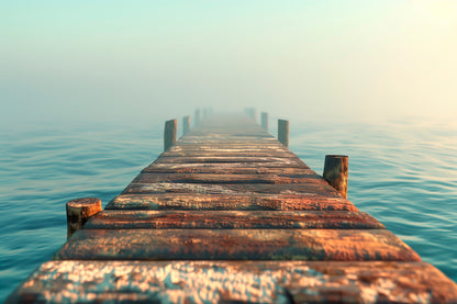 Pier In the Sea Misty View  Acrylic Glass Print Tempered Glass Wall Art 100% Made in Australia Ready to Hang