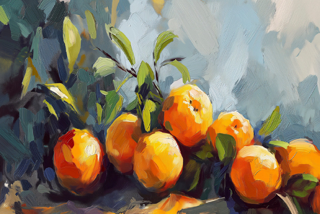 Oranges Oil Paint Drawing Home Decor Premium Quality Poster Print Choose Your Sizes