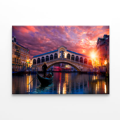 Gondola Near Rialto Bridge Venice Wall Art Decor 100% Australian Made - Bella Home Decor