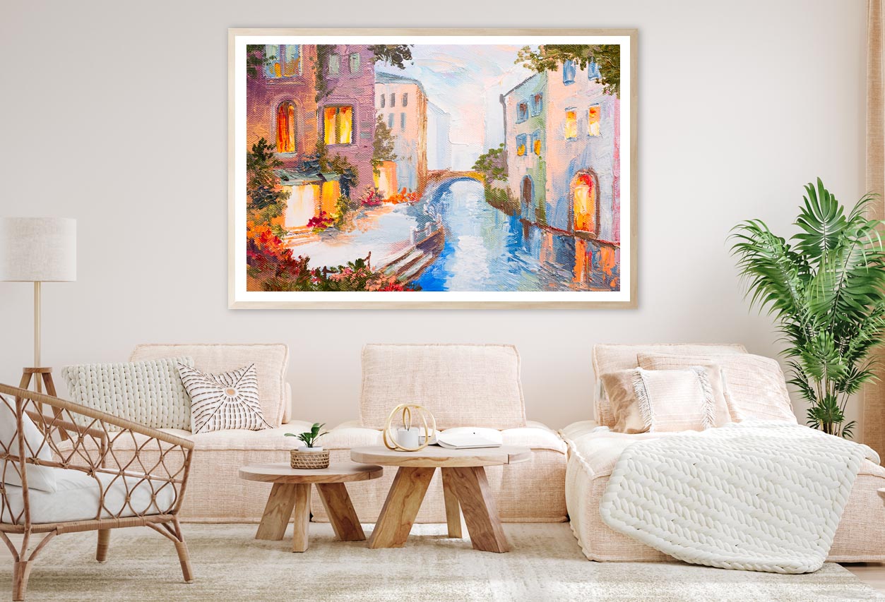 Oil Painting - Canal in Venice, Italy Home Decor Premium Quality Poster Print Choose Your Sizes