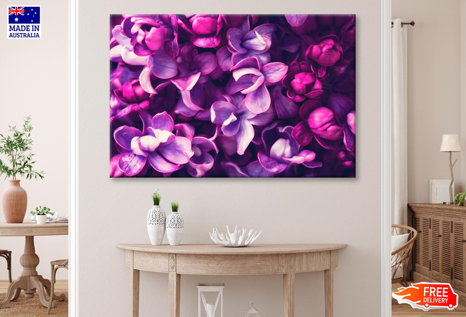 Purple Lilac Flowers Background  Wall Art Decor 100% Australian Made - Bella Home Decor