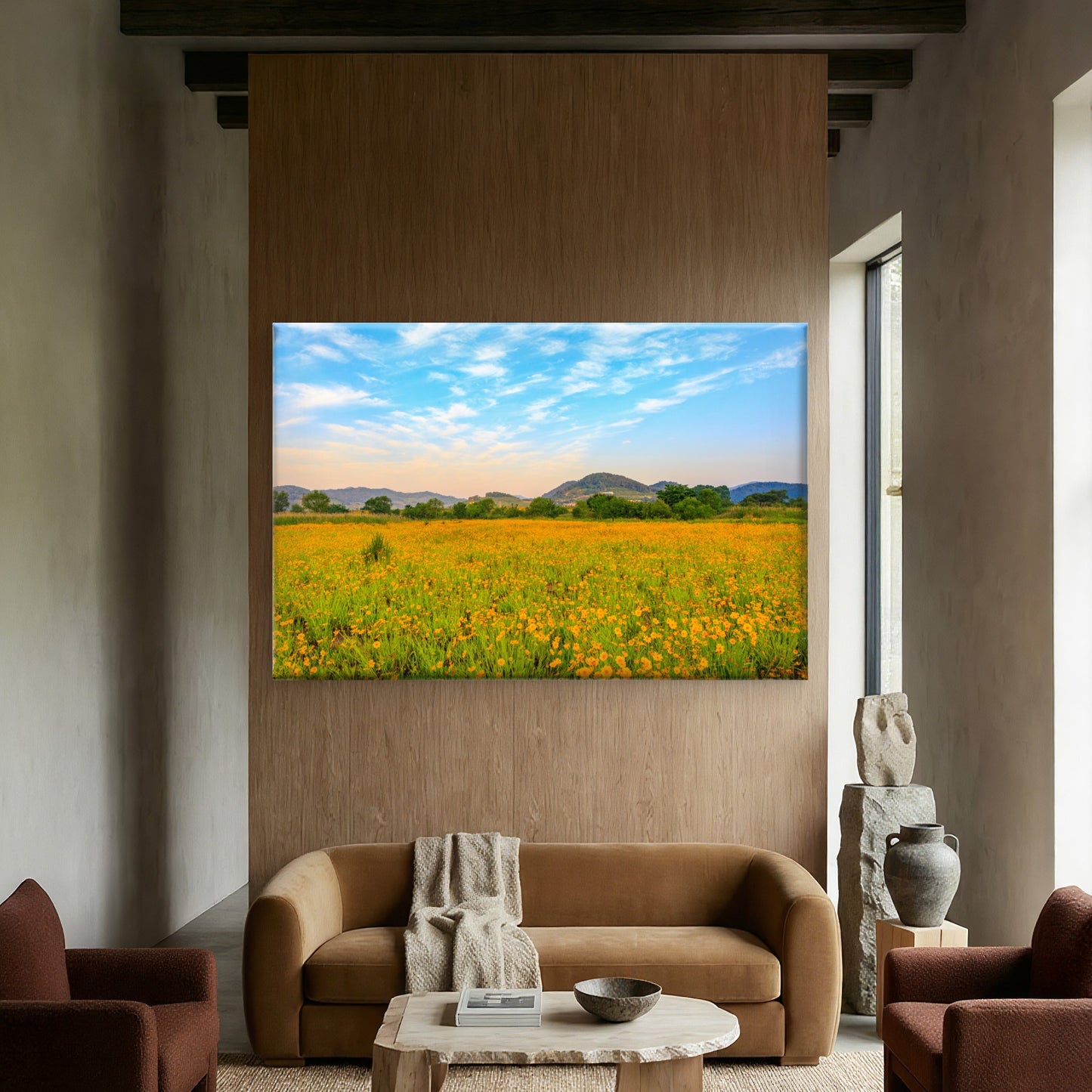Golden wave flowers at Bukmyeon Ecological Park, South Korea  Wall Art Decor 100% Australian Made
