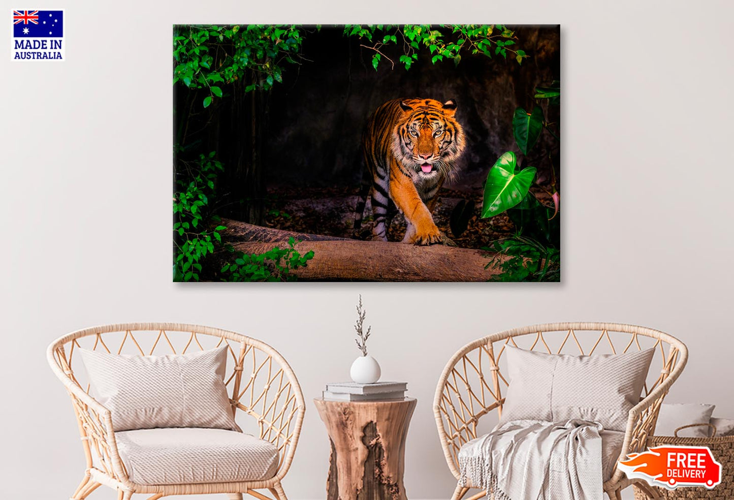 The Siberian Tiger & Forest View Wall Art Decor 100% Australian Made