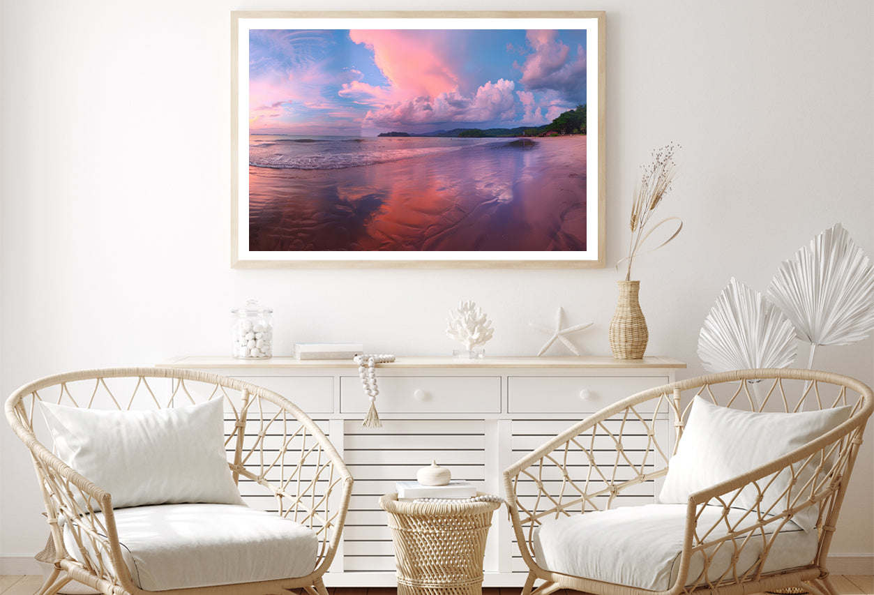 Beautiful Beach & Pink Sky Home Decor Premium Quality Poster Print Choose Your Sizes