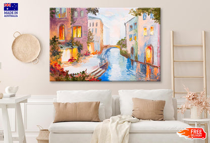 Oil Painting - Canal in Venice, Italy Wall Art Decor 100% Australian Made