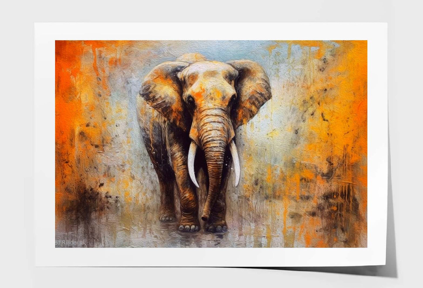 Elephant Abstract Oil Painting Wall Art Limited Edition High Quality Print