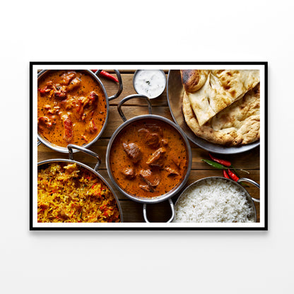 Bowls of Indian Cuisine on Table Home Decor Premium Quality Poster Print Choose Your Sizes