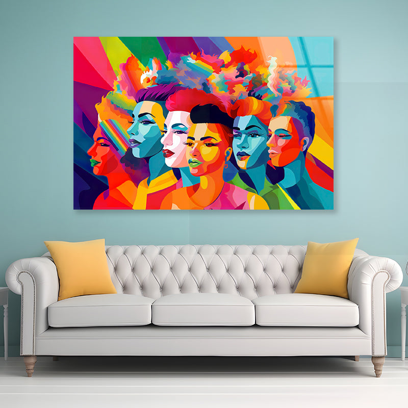Group of People Modern Art Style Acrylic Glass Print Tempered Glass Wall Art 100% Made in Australia Ready to Hang - Bella Home Decor