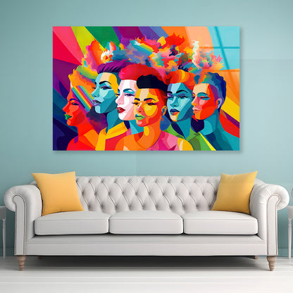 Group of People Modern Art Style Acrylic Glass Print Tempered Glass Wall Art 100% Made in Australia Ready to Hang - Bella Home Decor