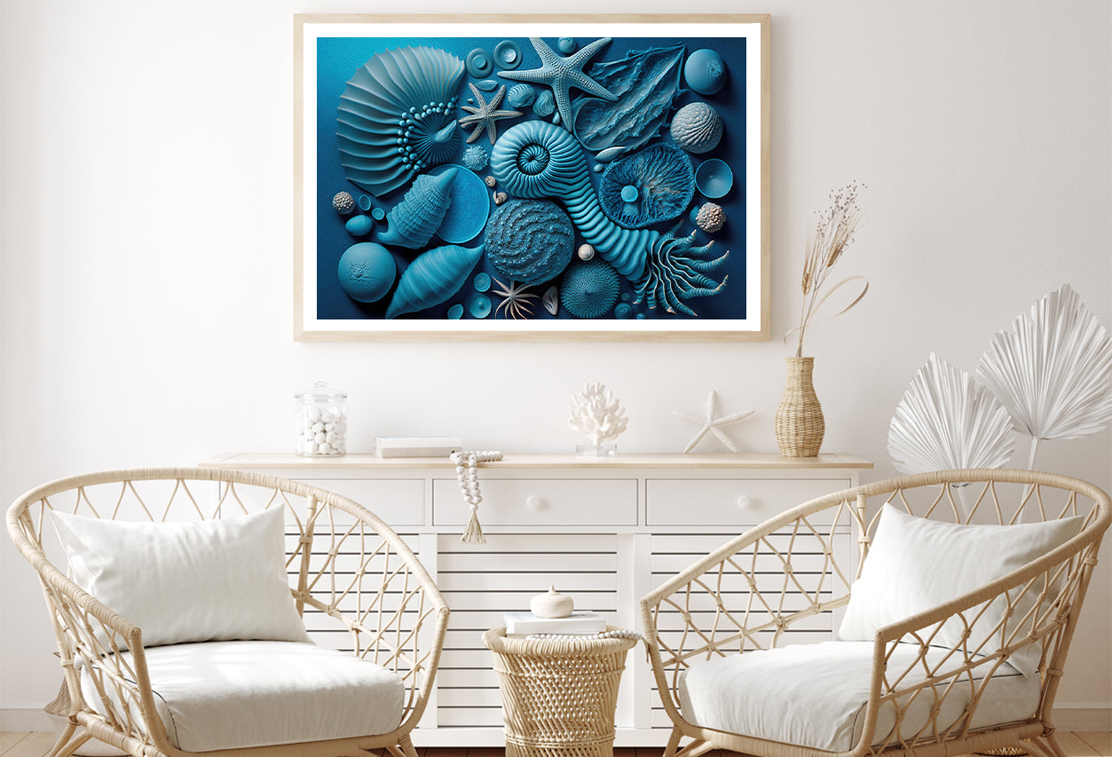 Group of Blue and White Shells Home Decor Premium Quality Poster Print Choose Your Sizes