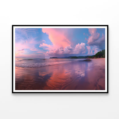 Beautiful Beach & Pink Sky Home Decor Premium Quality Poster Print Choose Your Sizes