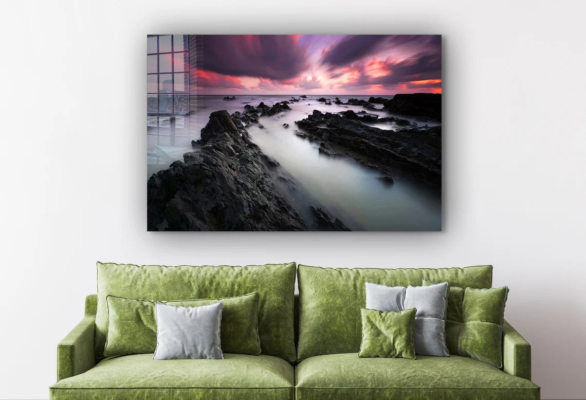 Rocks Beach in Mist UV Direct Aluminum Print Australian Made Quality