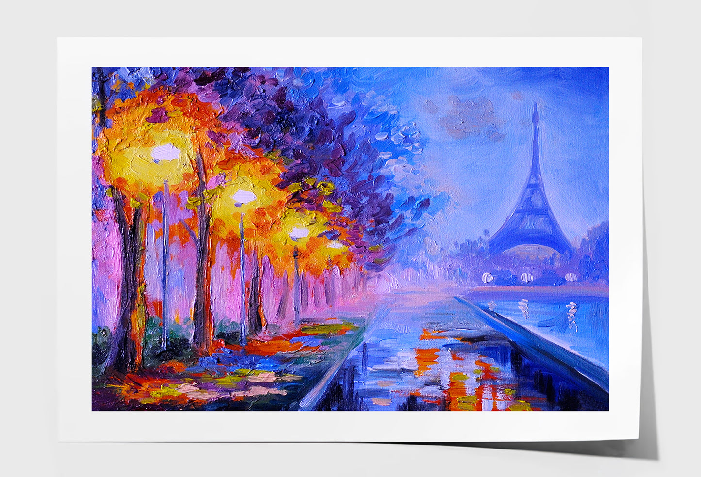 Eiffel Tower In France, Night Scene Oil Painting Wall Art Limited Edition High Quality Print Unframed Roll Canvas None