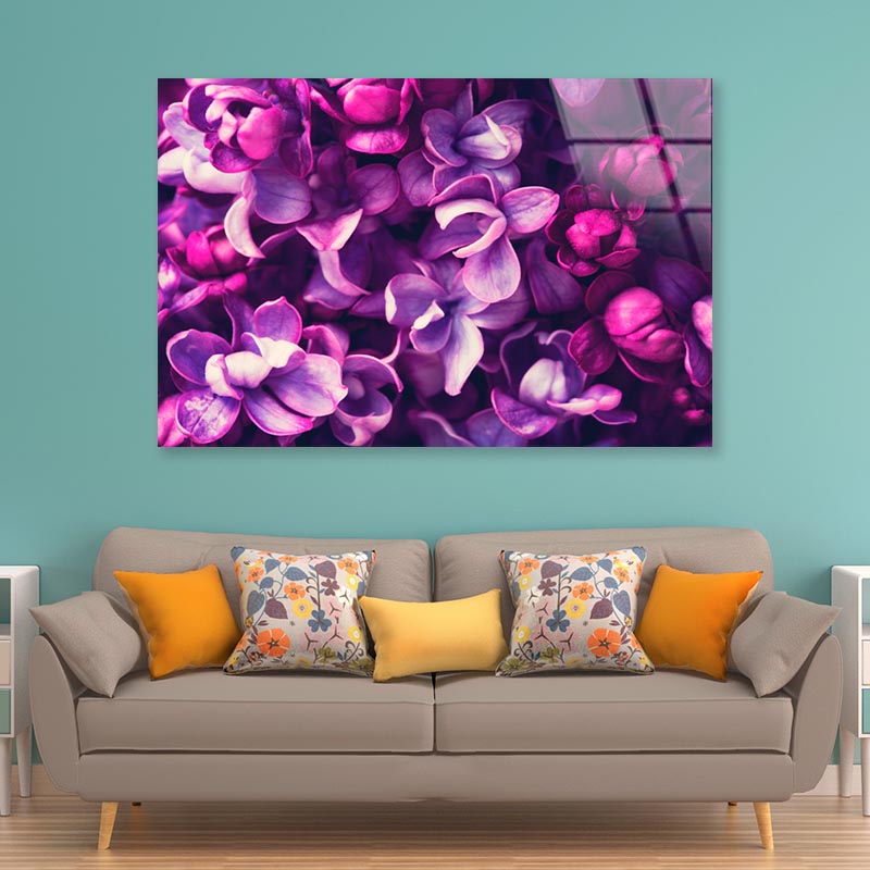 Purple Lilac Flowers Background Acrylic Glass Print Tempered Glass Wall Art 100% Made in Australia Ready to Hang