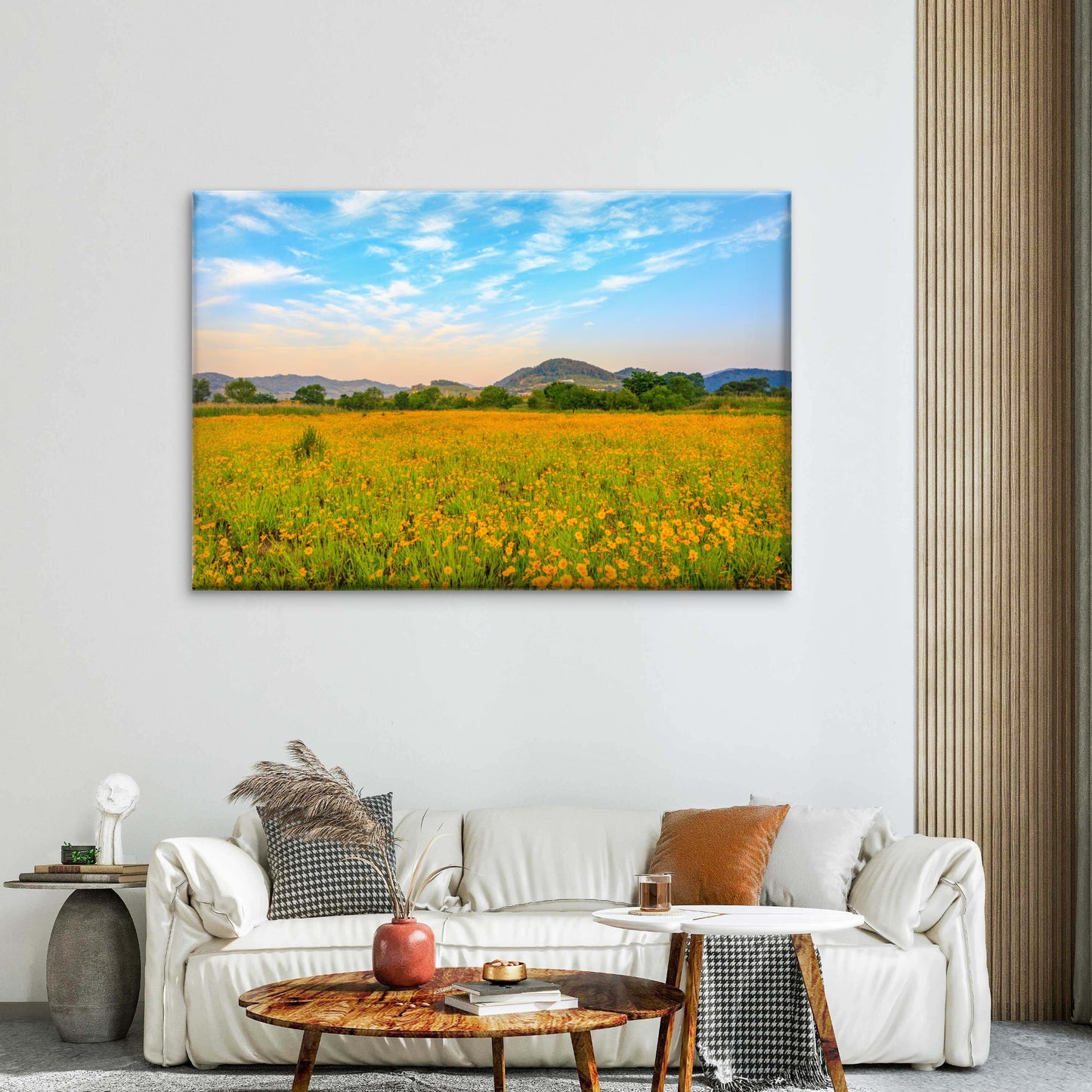 Golden wave flowers at Bukmyeon Ecological Park, South Korea  Wall Art Decor 100% Australian Made