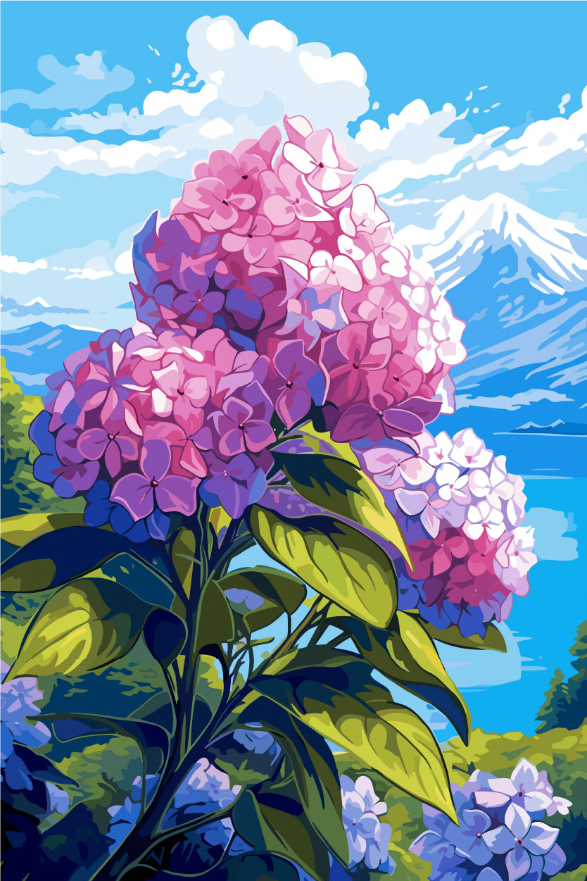 Pink Hydrangea Bloom Mountain View 60x90cm Metal Print Ready to Hang