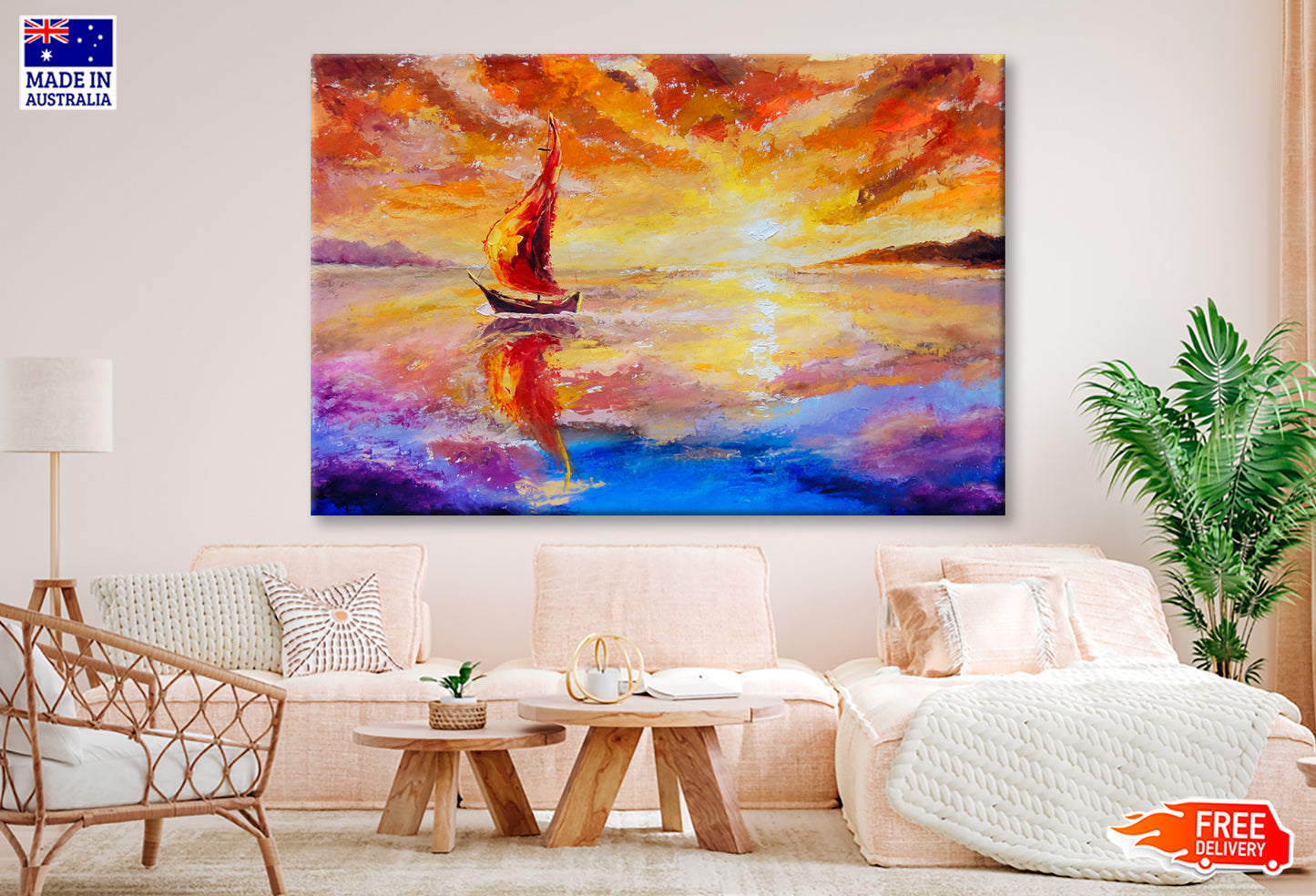 Beautiful Sunset, Dawn Over Sea Oil Painting Wall Art Limited Edition High Quality Print