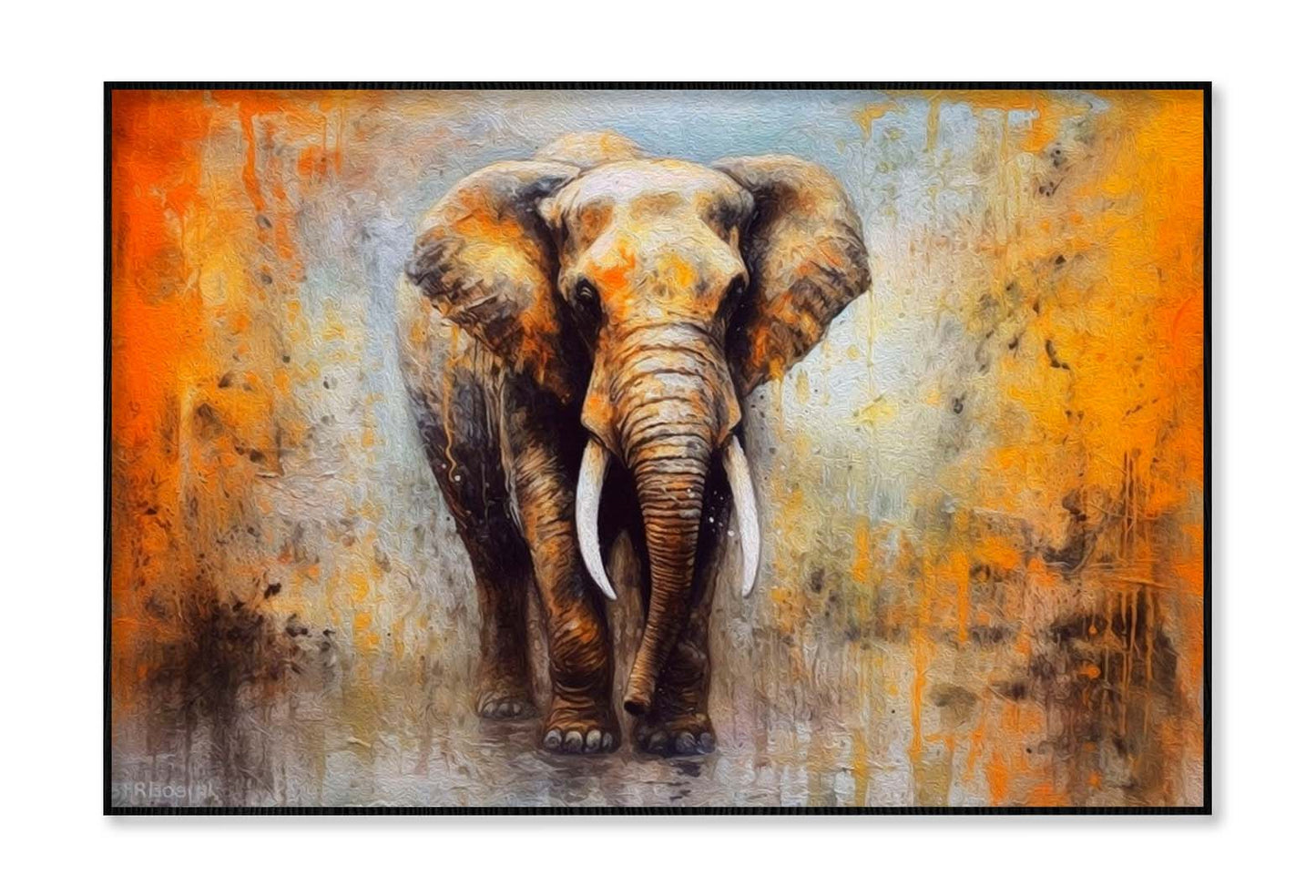 Elephant Abstract Oil Painting Wall Art Limited Edition High Quality Print