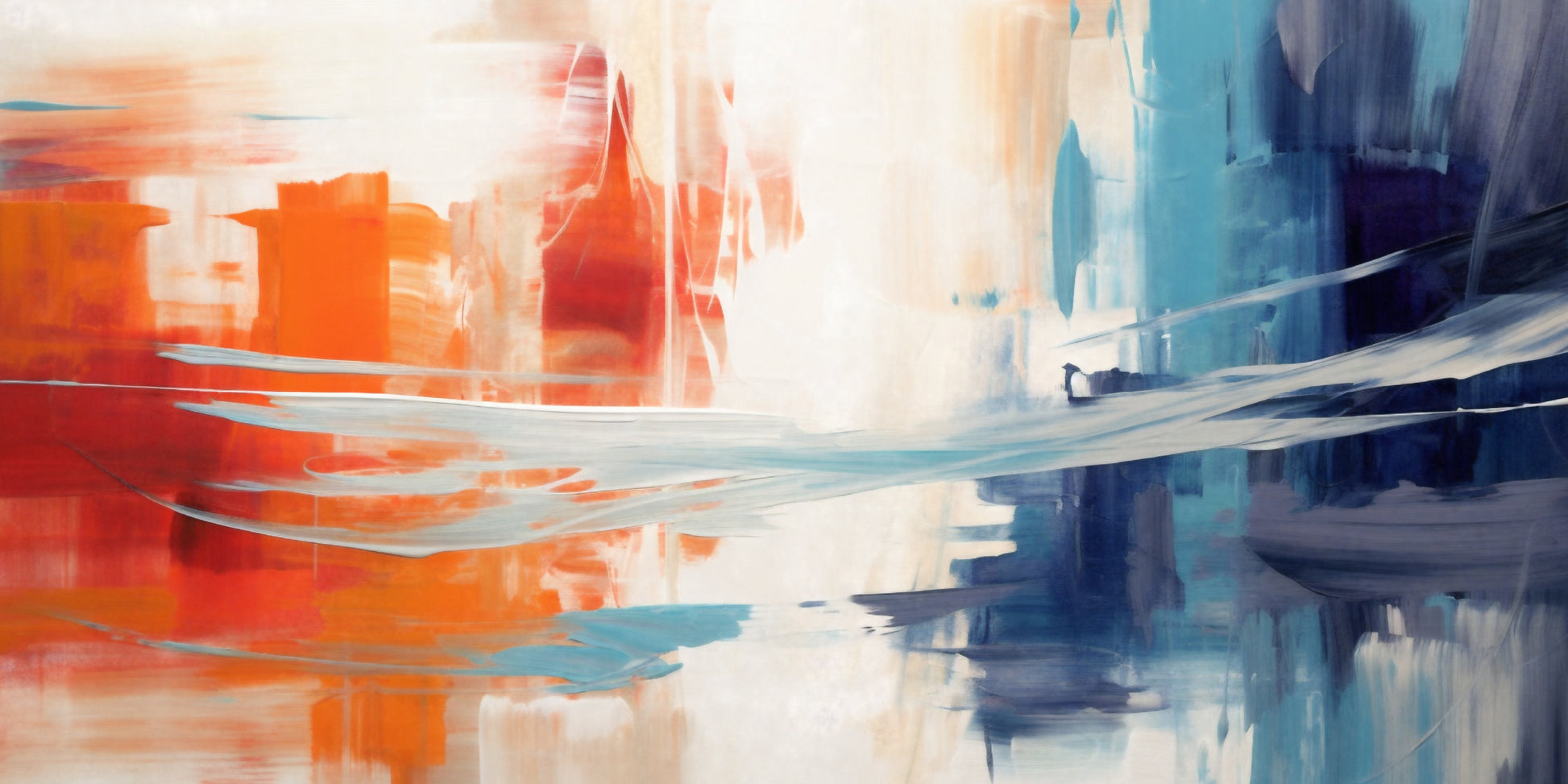 Blue Orange Abstract Wall Art Canvas Office Home Room Framed 120x60cm - Bella Home Decor