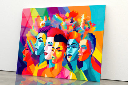 Group of People Modern Art Style Acrylic Glass Print Tempered Glass Wall Art 100% Made in Australia Ready to Hang - Bella Home Decor