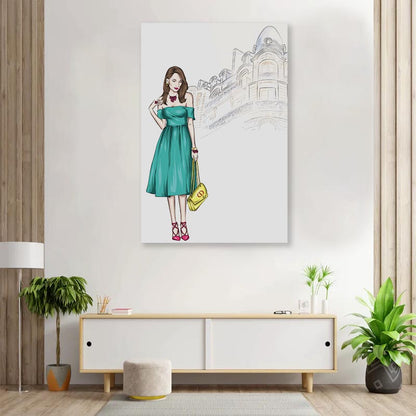 Elegant Green Girl 3D Design Acrylic Glass Print Tempered Glass Wall Art 100% Made in Australia Ready to Hang