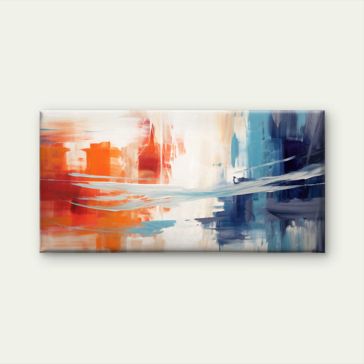 Blue Orange Abstract Wall Art Canvas Office Home Room Framed 120x60cm - Bella Home Decor