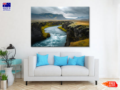 Dramatic Views of Beautiful Icelandic Nature with Mountains Print 100% Australian Made - Bella Home Decor