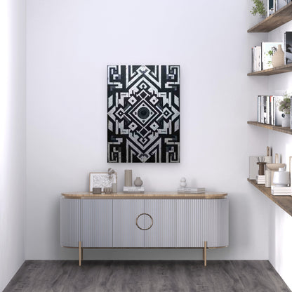 Abstract Geometric Monochrome Mystical Theme 60x90cm Metal Print Ready to Hang