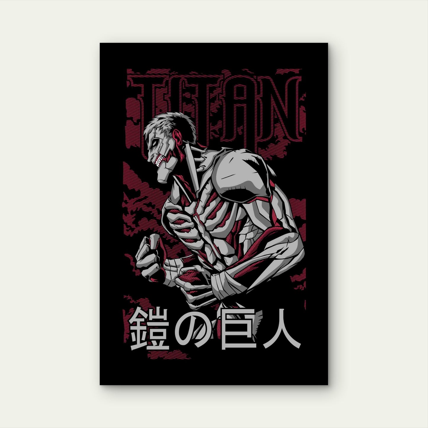 Maroon Cyberpunk Mecha 60x90cm Metal Print Ready to Hang