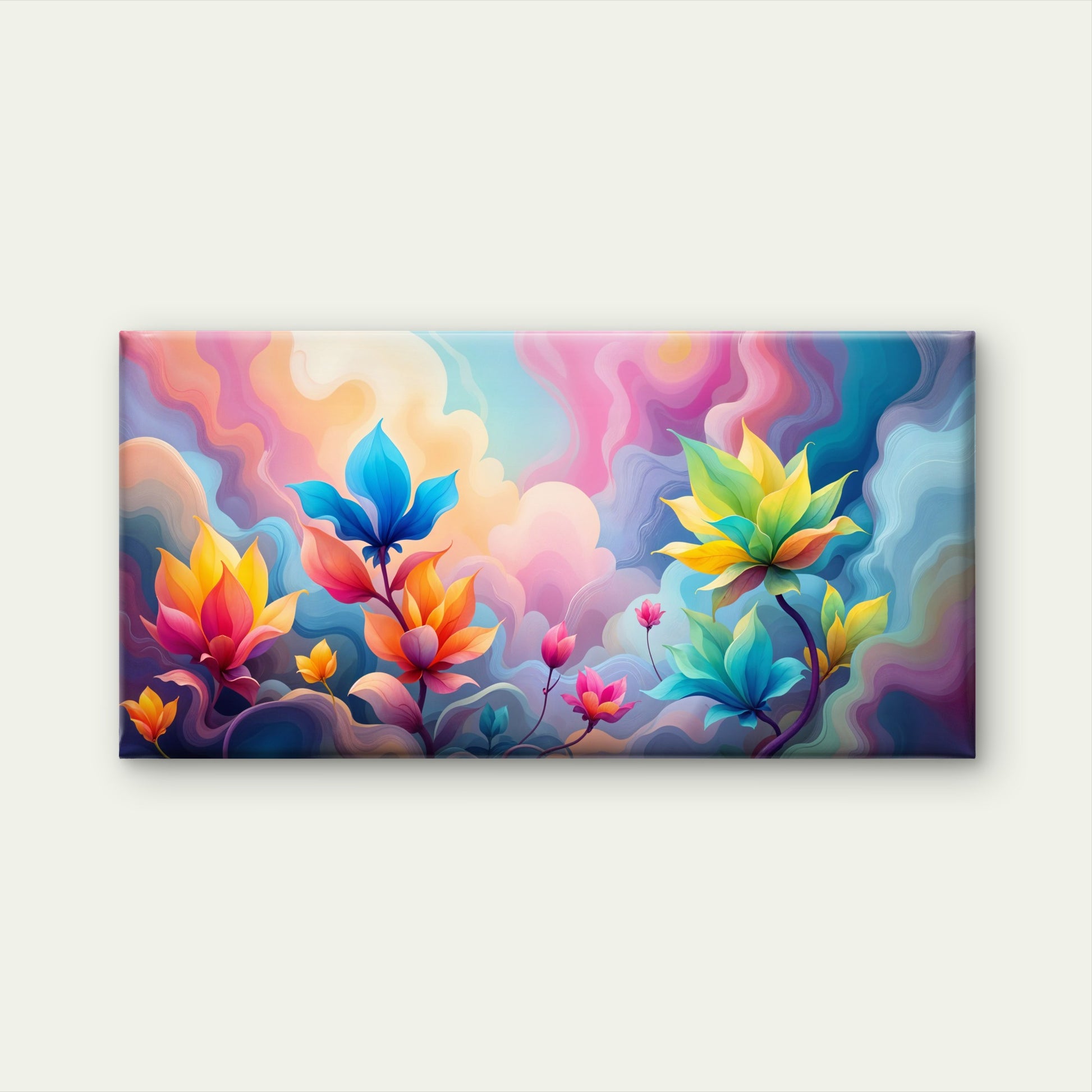 Floral Dream Clouds Abstract Wall Art Canvas Office Home Room Framed 120x60cm